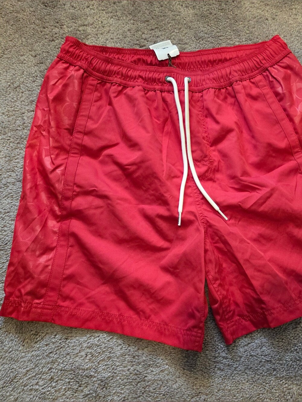Coach Red Drawstring Athletic Shorts Mens Size Medium NWT Retail $189